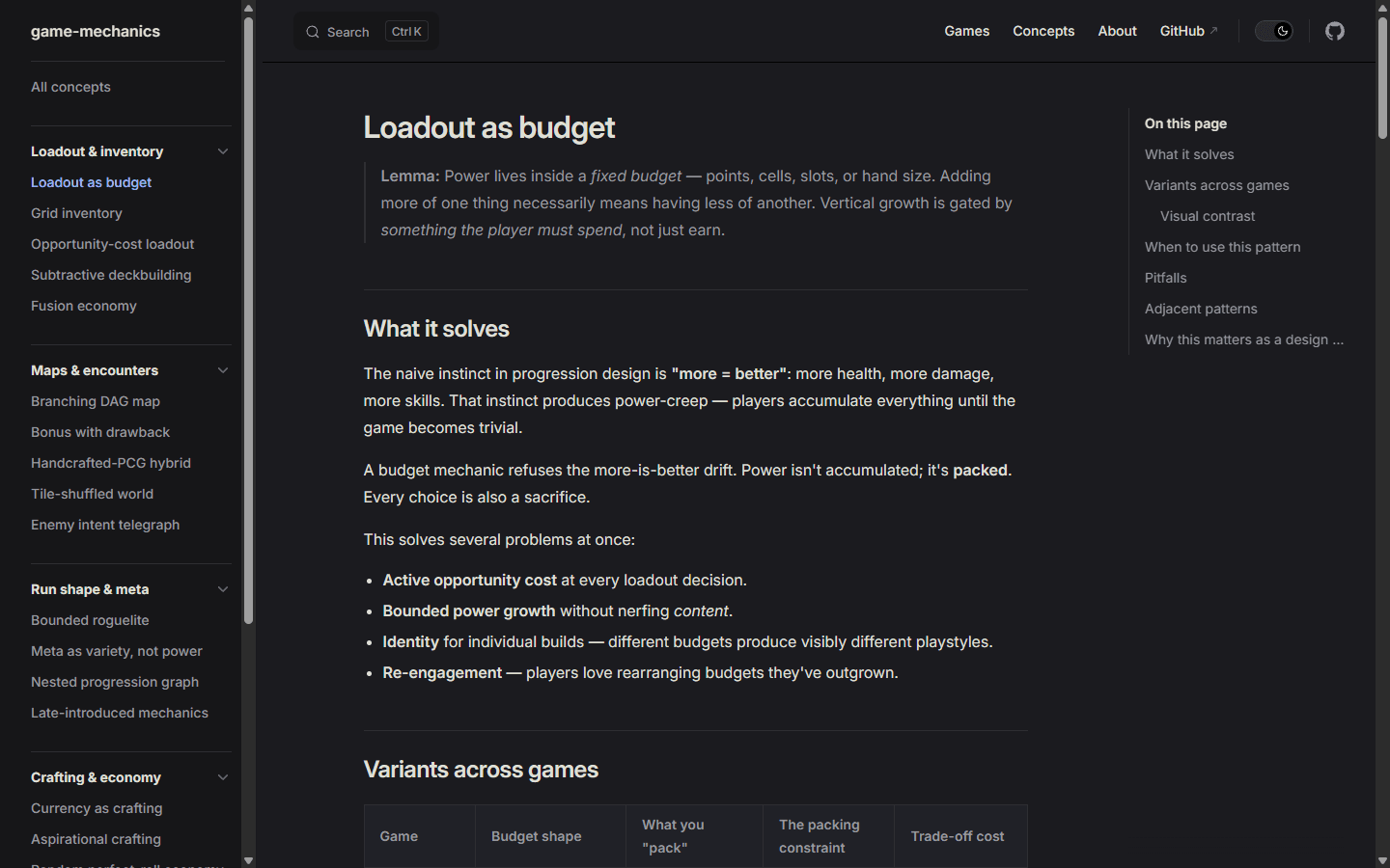 Patterns across games