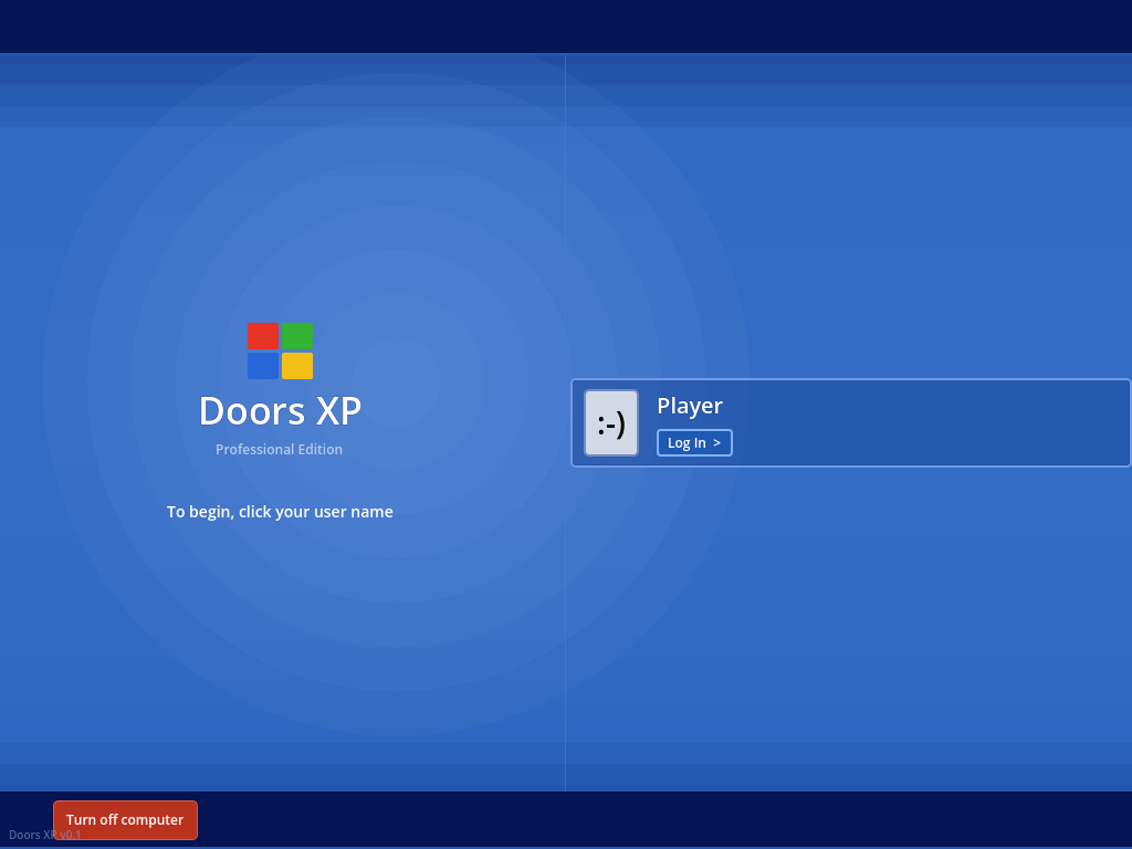 Doors XP login screen mimicking Windows XP